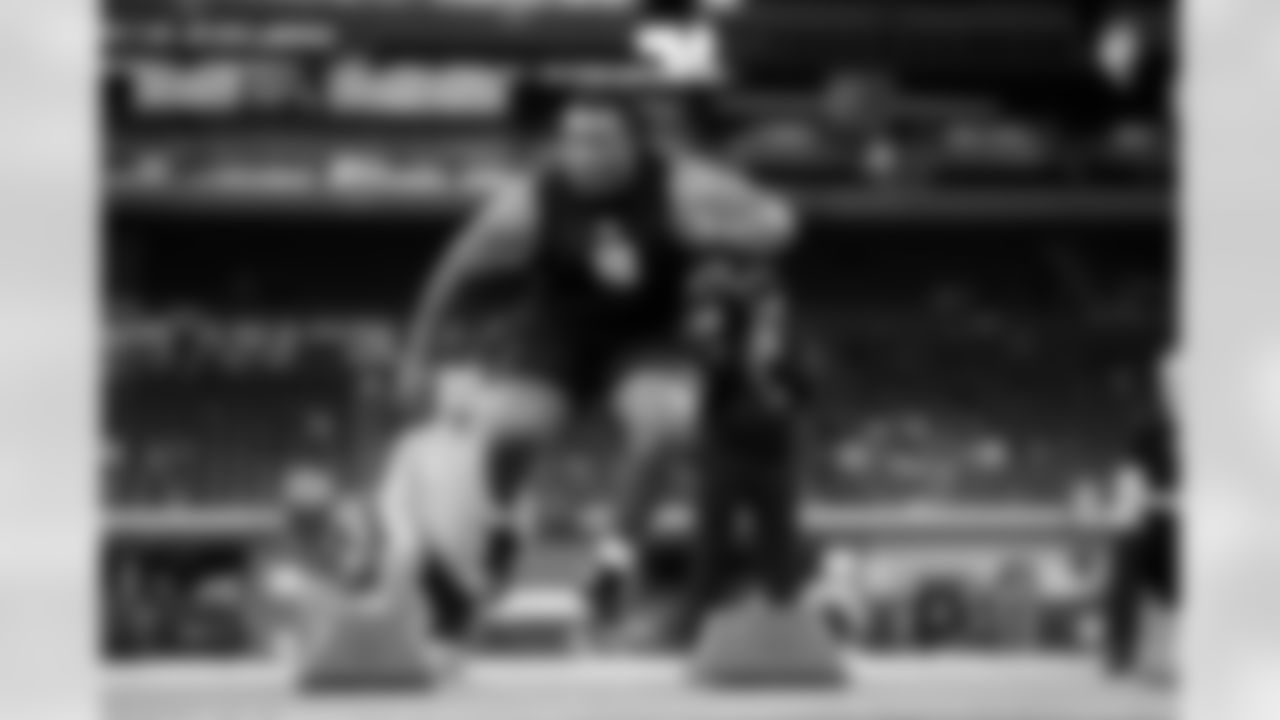 Alabama defensive lineman Tim Keenan III (18) participates in a drill during the 2026 NFL Scouting Combine on Thursday, February 26, 2026 in Indianapolis, Indiana. (Cooper Neill/NFL)