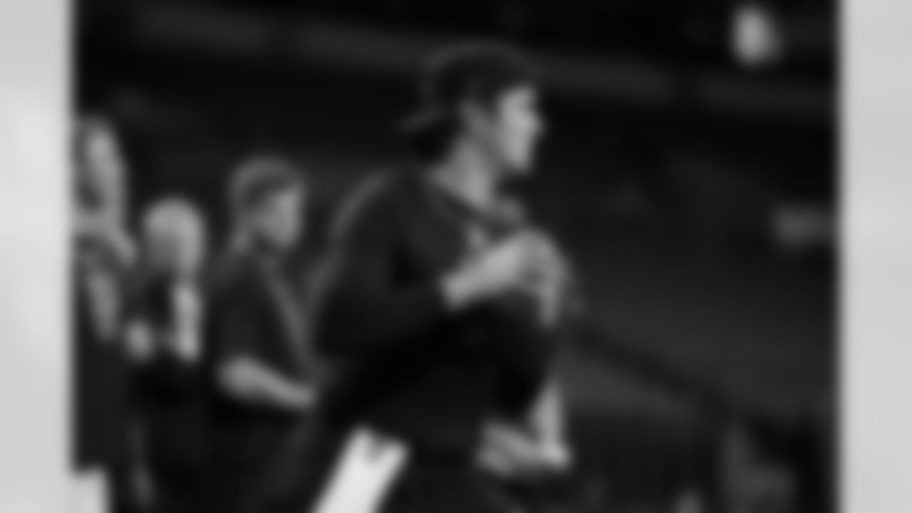 Texas Tech quarterback Behren Morton (12) participates in a drill during the 2026 NFL Scouting Combine on Saturday, February 28, 2026 in Indianapolis, Indiana. (Cooper Neill/NFL)