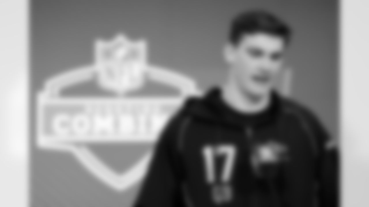 Alabama quarterback Ty Simpson (17) speaks during a press conference at the 2026 NFL Scouting Combine on Friday, February 27, 2026 in Indianapolis, Indiana. (Lauren Leigh Bacho/NFL)