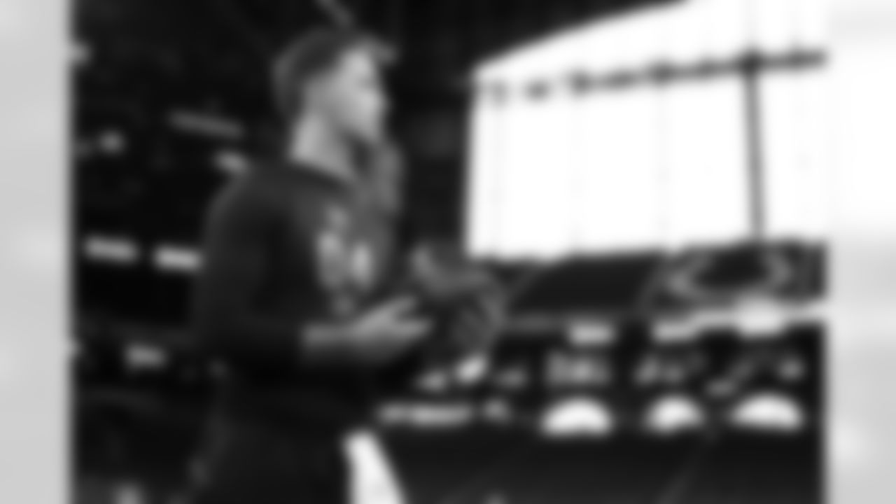 Miami quarterback Carson Beck (04) participates in a drill during the 2026 NFL Scouting Combine on Saturday, February 28, 2026 in Indianapolis, Indiana. (Cooper Neill/NFL)