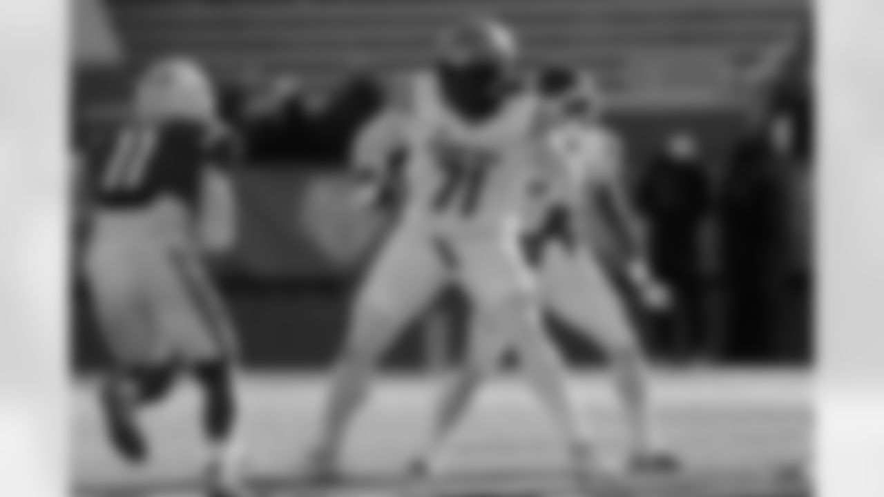 American Team offensive lineman Jude Bowry (71), of Boston College, during the second half of the Senior Bowl NCAA college football game Saturday, Jan. 31, 2026, in Mobile, Ala. (AP Photo/Butch Dill)