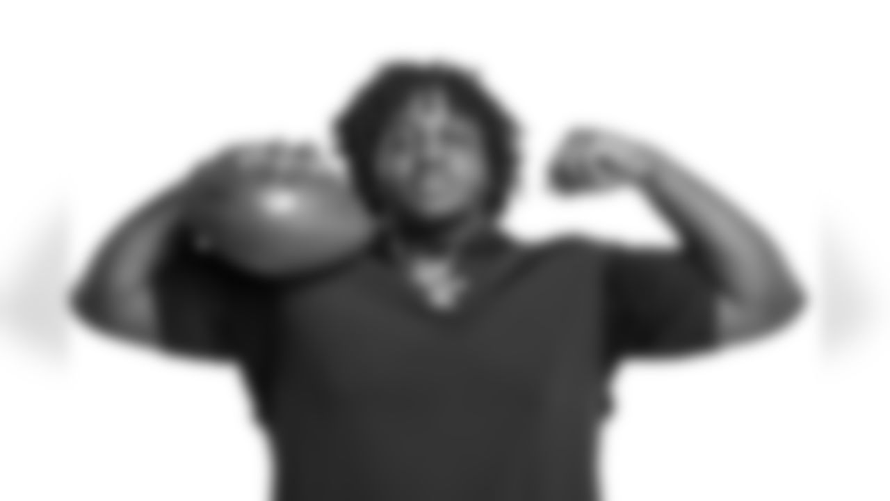 Missouri offensive lineman Armand Membou poses for a portrait at the NFL football scouting combine in Indianapolis, Friday, Feb. 28, 2025. (Todd Rosenberg via AP)