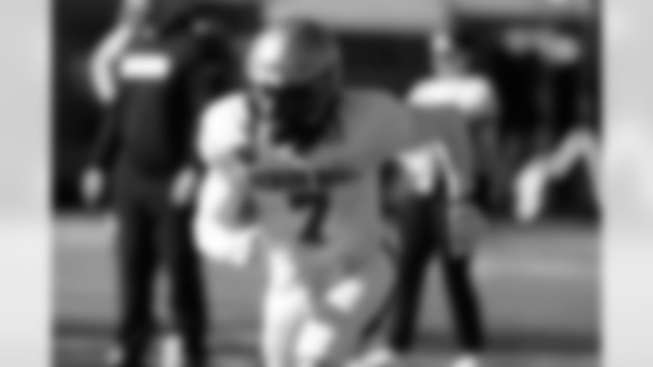National Team wide receiver Tyren Montgomery (7), of John Carroll, runs through drills during practice for the Senior Bowl NCAA college football game Wednesday, Jan. 28, 2026, in Mobile, Ala. (AP Photo/Butch Dill)