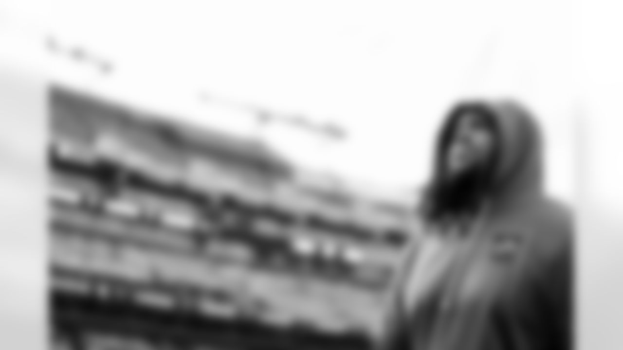 Detroit Lions defensive lineman Tyleik Williams (91) before an NFL football game against the Washington Commanders on Sunday, Nov. 9, 2025 in Landover, Md. (Jeff Nguyen/Detroit Lions via AP)