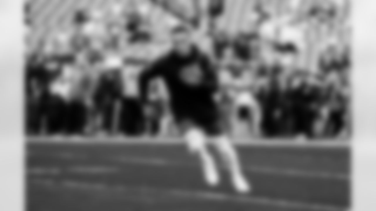 Detroit Lions wide receiver Amon-Ra St. Brown (14) before an NFL football game against the Washington Commanders on Sunday, Nov. 9, 2025 in Landover, Md. (Jeff Nguyen/Detroit Lions via AP)