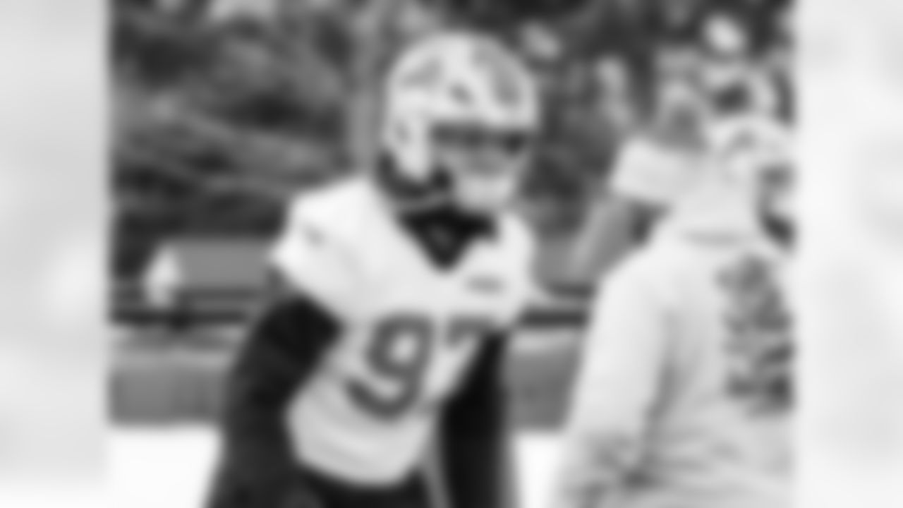 Detroit Lions edge rusher Aidan Hutchinson (97) during practice at the Meijer Performance Center on Jan. 2, 2026 in Allen Park, Mich. (Jeff Nguyen/Detroit Lions)