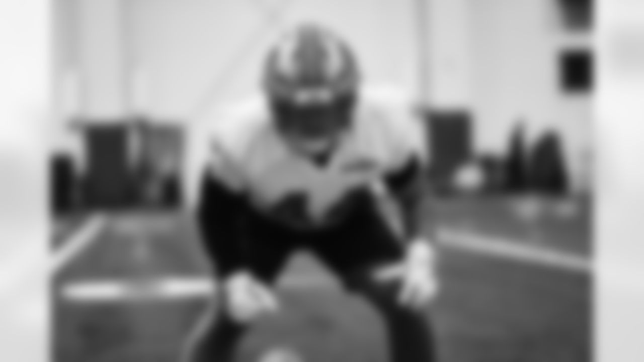 Detroit Lions linebacker Malcolm Rodriguez (44) during practice at the Meijer Performance Center on Dec. 1, 2025 in Allen Park, Mich. (Josh Mandujano/Detroit Lions)