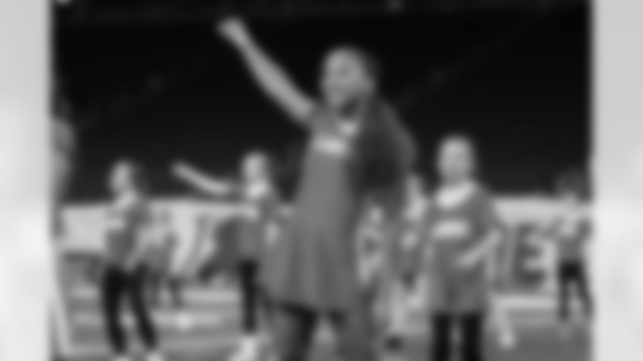 Participants during the junior cheer clinic at Ford Field on Dec. 7, 2025 in Detroit. (Mike Ferdinande/Detroit Lions)
