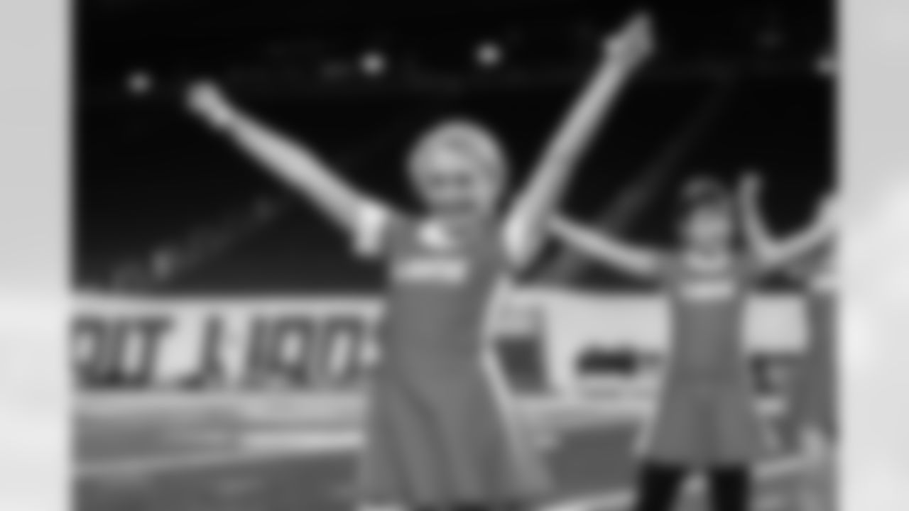 Participants during the junior cheer clinic at Ford Field on Dec. 7, 2025 in Detroit. (Mike Ferdinande/Detroit Lions)