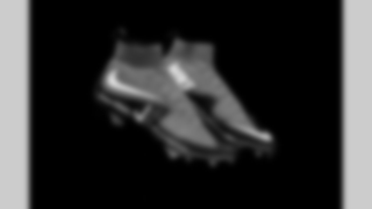 Cleats belonging to Detroit Lions wide receiver Jameson Williams (1) photographed at the Meijer Performance Center on Nov. 12, 2025 in Allen Park, Mich. (Jeff Nguyen/Detroit Lions)