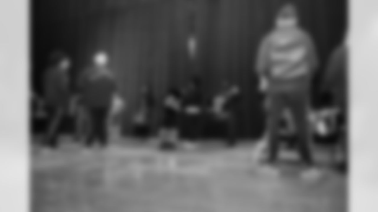 Members of Detroit Lions Honolulu Boom and students during a Count Day activation event at Detroit Lions Academy on Feb. 11, 2026 in Detroit. (Carl Jones II/Detroit Lions)