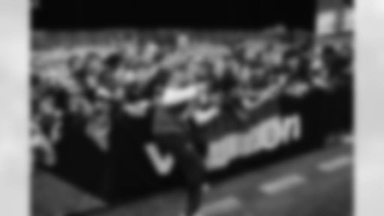 Detroit Lions wide receiver Amon-Ra St. Brown (14) visits with the German youth flag team at Pro Bowl Games practice on Feb. 1, 2026 in San Francisco, California. (Stuart Zaas/Detroit Lions)