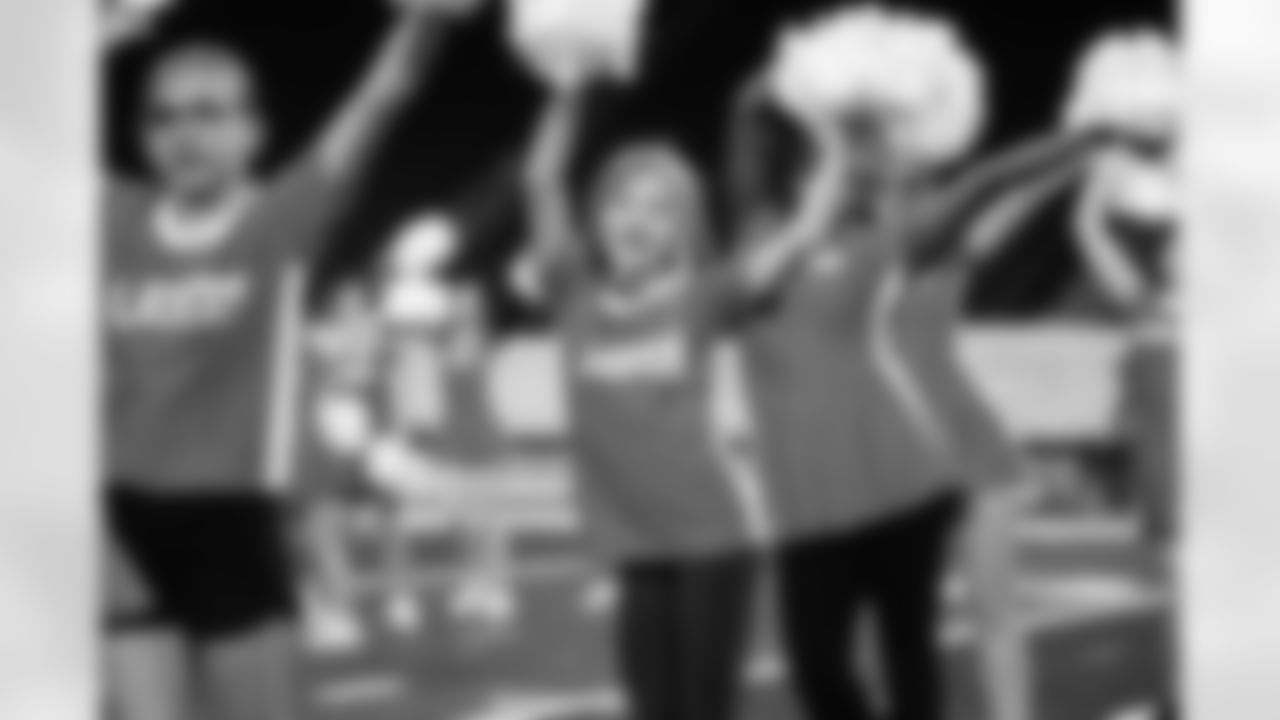 Participants during the junior cheer clinic at Ford Field on Dec. 7, 2025 in Detroit. (Mike Ferdinande/Detroit Lions)