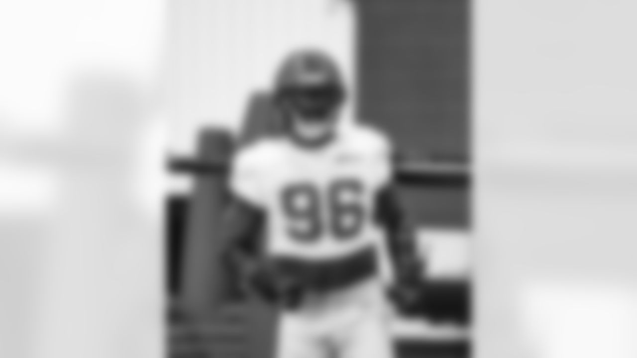 Detroit Lions edge rusher Al-Quadin Muhammad (96) during practice at the Meijer Performance Center on Nov. 21, 2025 in Allen Park, Mich. (Jeff Nguyen/Detroit Lions)