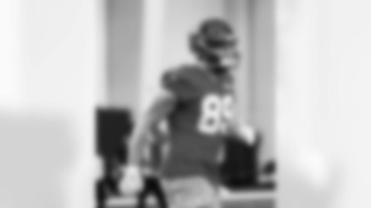 Detroit Lions tight end Brock Wright (89) during practice at the Meijer Performance Center in Allen Park, MI on January 2, 2025. (Jeff Nguyen/Detroit Lions)