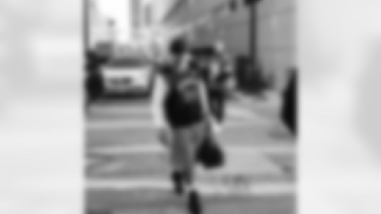 Detroit Lions wide receiver Amon-Ra St. Brown (14) arrives before an NFL football game against the Tampa Bay Buccaneers on Monday, Oct. 20, 2025 in Detroit. (Jeff Nguyen/Detroit Lions via AP)