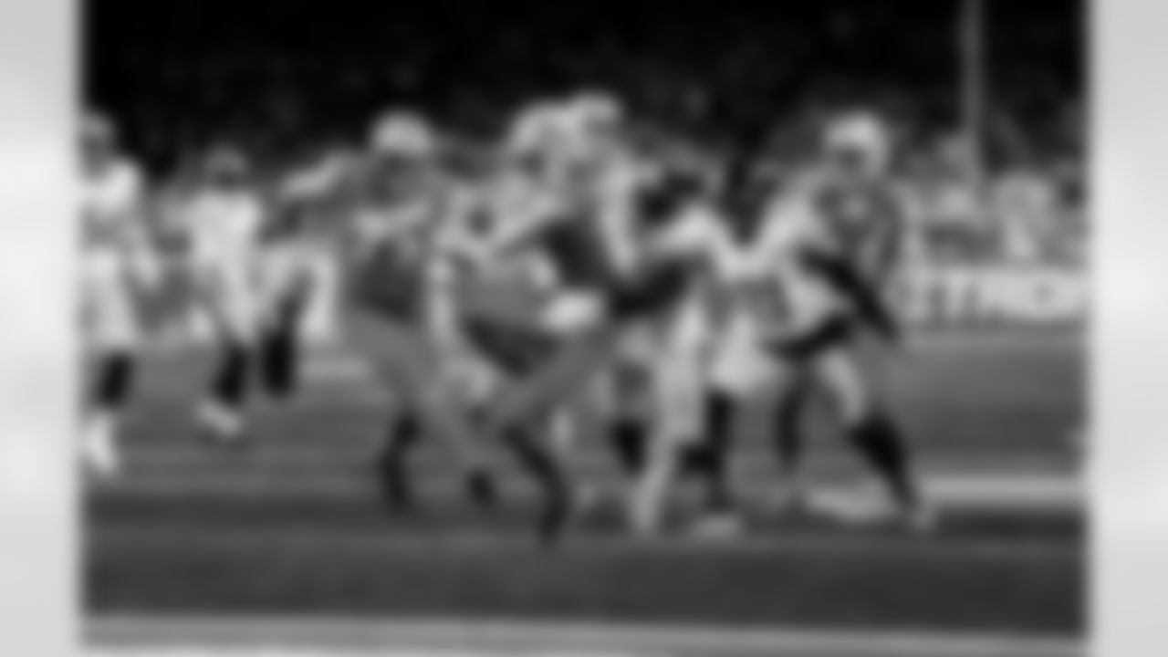 Detroit Lions offensive lineman Christian Mahogany (73), Detroit Lions wide receiver Isaac TeSlaa (18), and Detroit Lions wide receiver Amon-Ra St. Brown (14) during an NFL football game against the Pittsburgh Steelers on Sunday, Dec. 21, 2025 in Detroit. (Jeff Nguyen/Detroit Lions via AP)