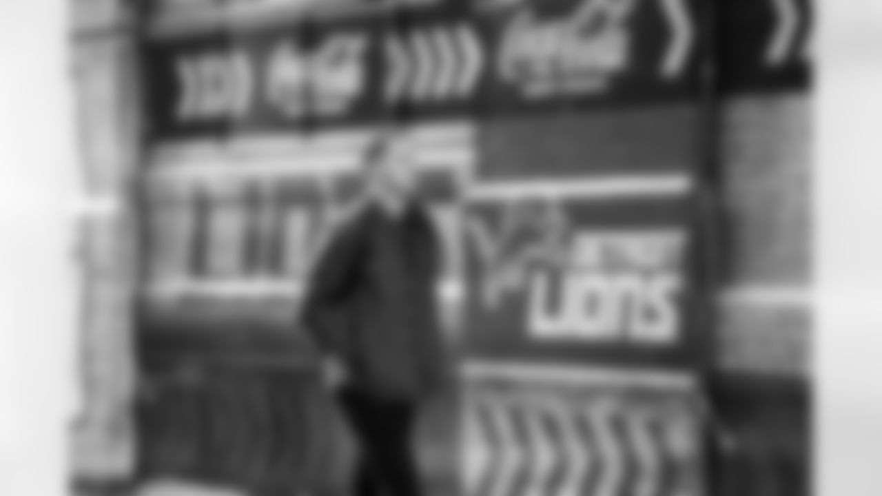 Detroit Lions quarterback Jared Goff (16) arrives to an NFL football game against the New York Giants on Sunday, Nov. 23, 2025 in Detroit. (Jeff Nguyen/Detroit Lions via AP)