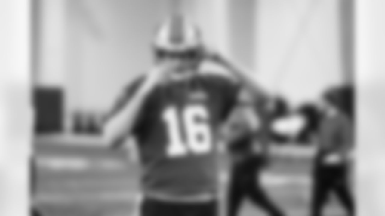 Detroit Lions quarterback Jared Goff (16) during practice at the Meijer Performance Center on Dec. 19, 2025 in Allen Park, Mich. (Jeff Nguyen/Detroit Lions)