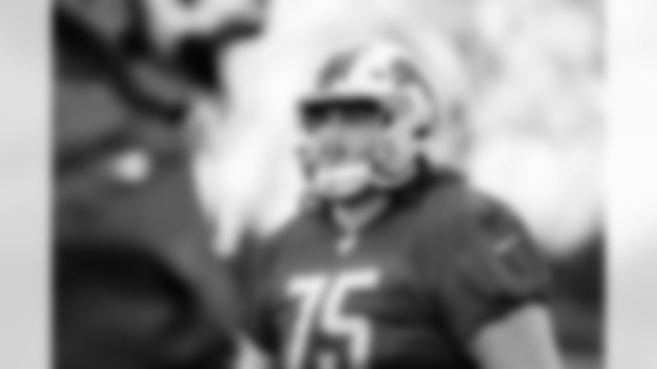 Detroit Lions offensive lineman Colby Sorsdal (75) during practice at the Lions training facility in Allen Park, MI on December 8, 2023. (Jeff Nguyen/Detroit Lions)