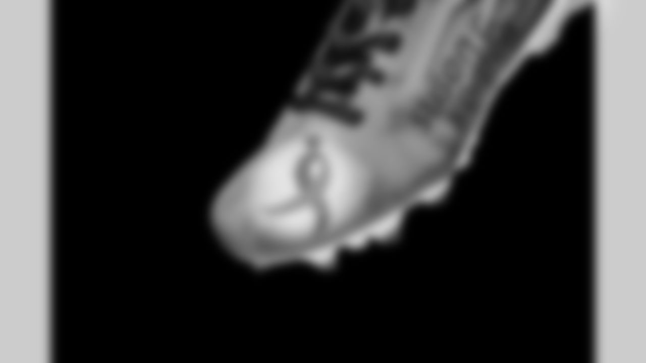 Cleats belonging to Detroit Lions linebacker Trevor Nowaske (53) photographed at the Meijer Performance Center on Nov. 12, 2025 in Allen Park, Mich. (Jeff Nguyen/Detroit Lions)