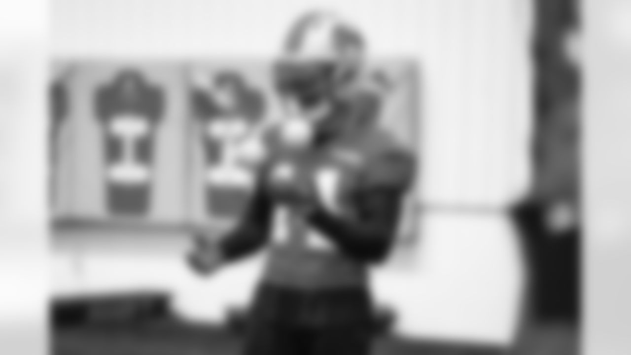 Detroit Lions wide receiver Amon-Ra St. Brown (14) during practice at the Meijer Performance Center on Dec. 18, 2025 in Allen Park, Mich. (Jeff Nguyen/Detroit Lions)