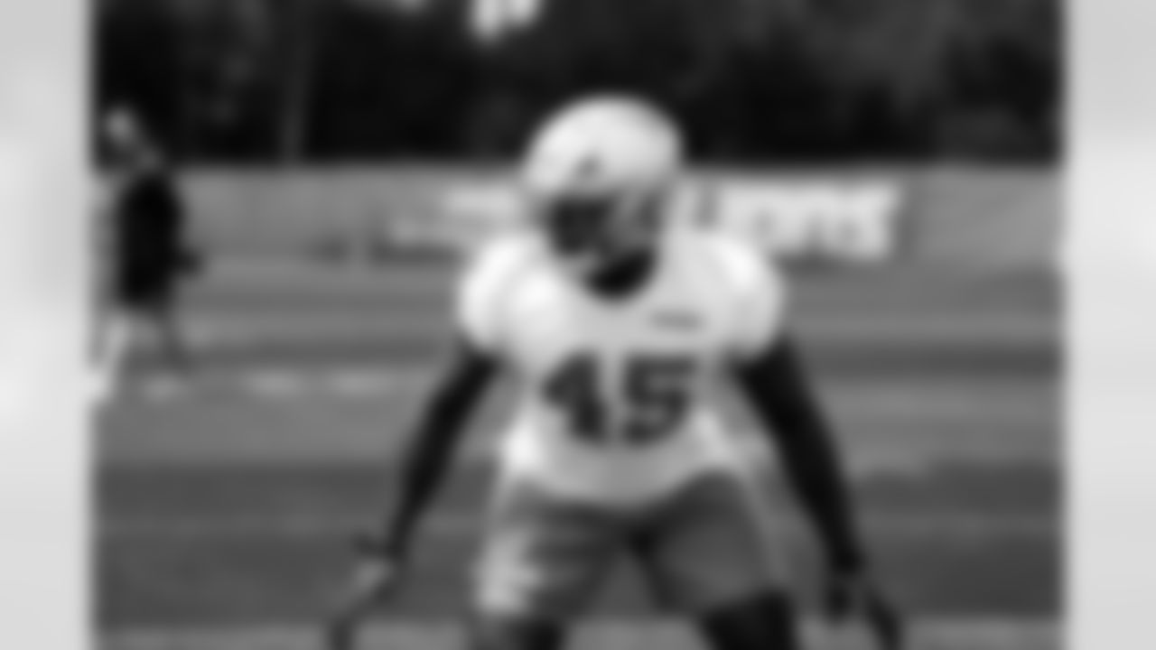 Detroit Lions edge rusher Isaac Ukwu (45) during OTAs at the Meijer Performance Center on May 30, 2025 in Allen Park, Mich. (Jeff Nguyen/Detroit Lions)