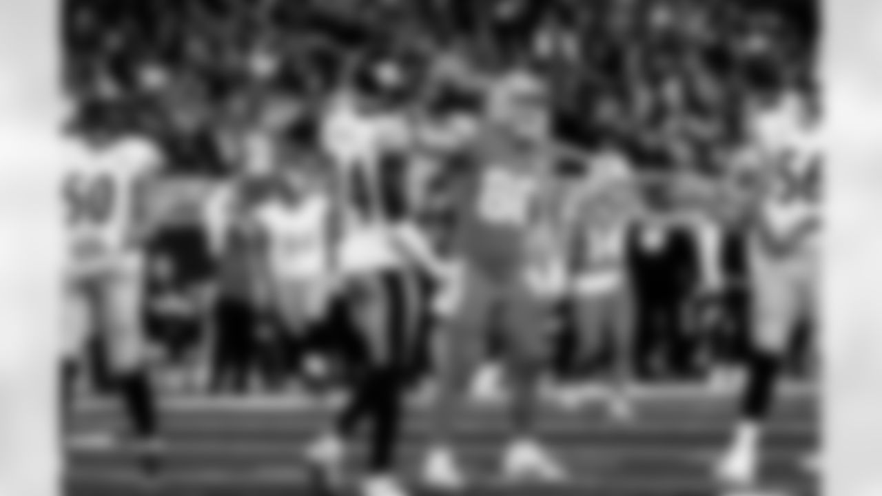 Detroit Lions tight end Anthony Firkser (86) during an NFL football game against the Pittsburgh Steelers on Sunday, Dec. 21, 2025 in Detroit. (Jeff Nguyen/Detroit Lions via AP)