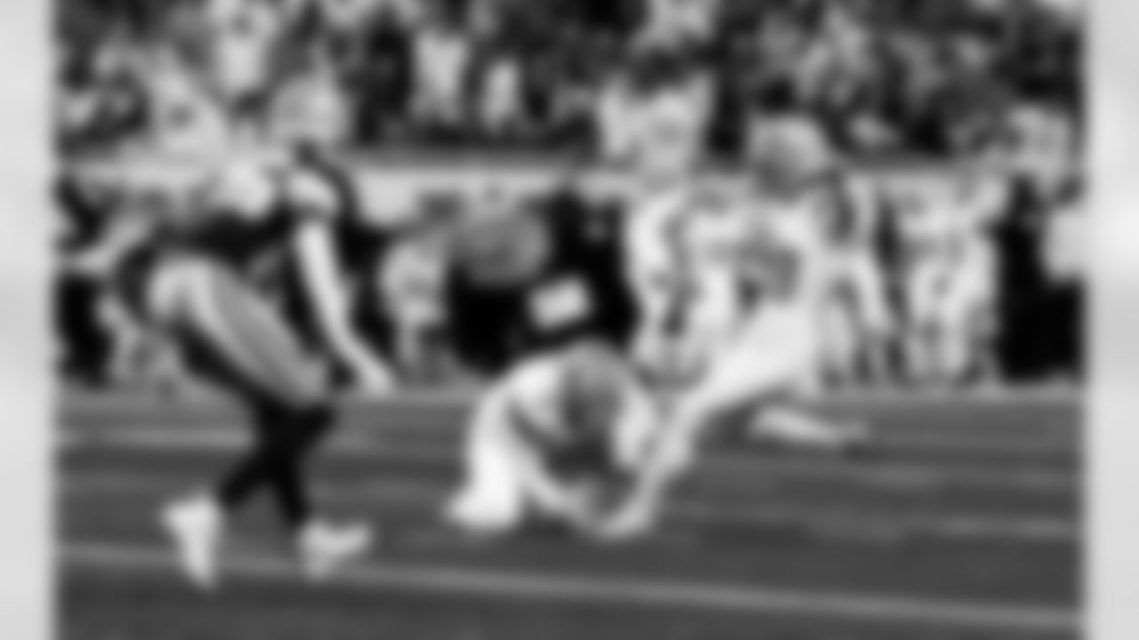 Detroit Lions kicker Jake Bates (39) kicks an extra point during an NFL football game against the Dallas Cowboys on Thursday, Dec. 4, 2025 in Detroit. (Jeff Nguyen/Detroit Lions via AP)