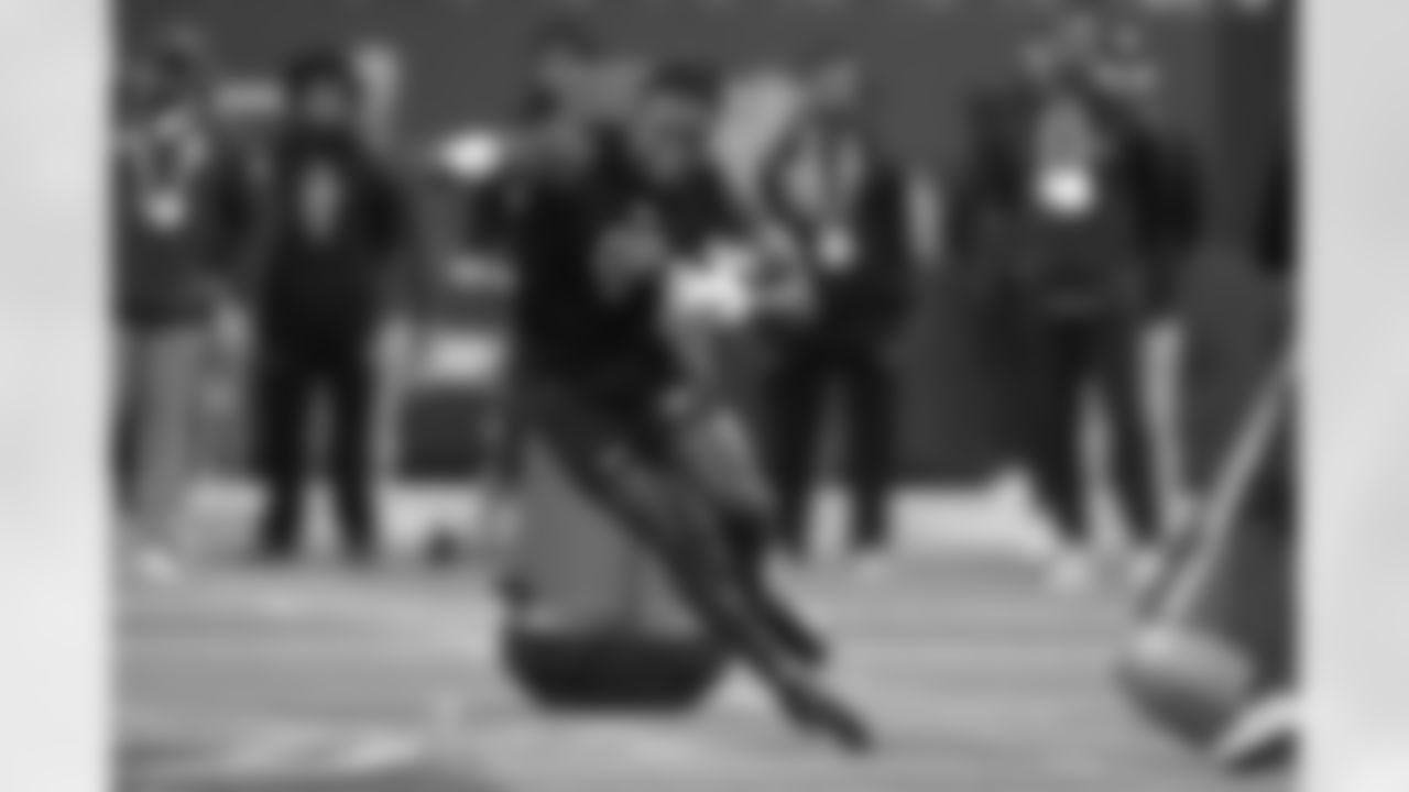 Indiana running back Roman Hemby (08) runs a drill at the NFL football scouting combine in Indianapolis, Saturday, Feb. 28, 2026. (AP Photo/Michael Conroy)