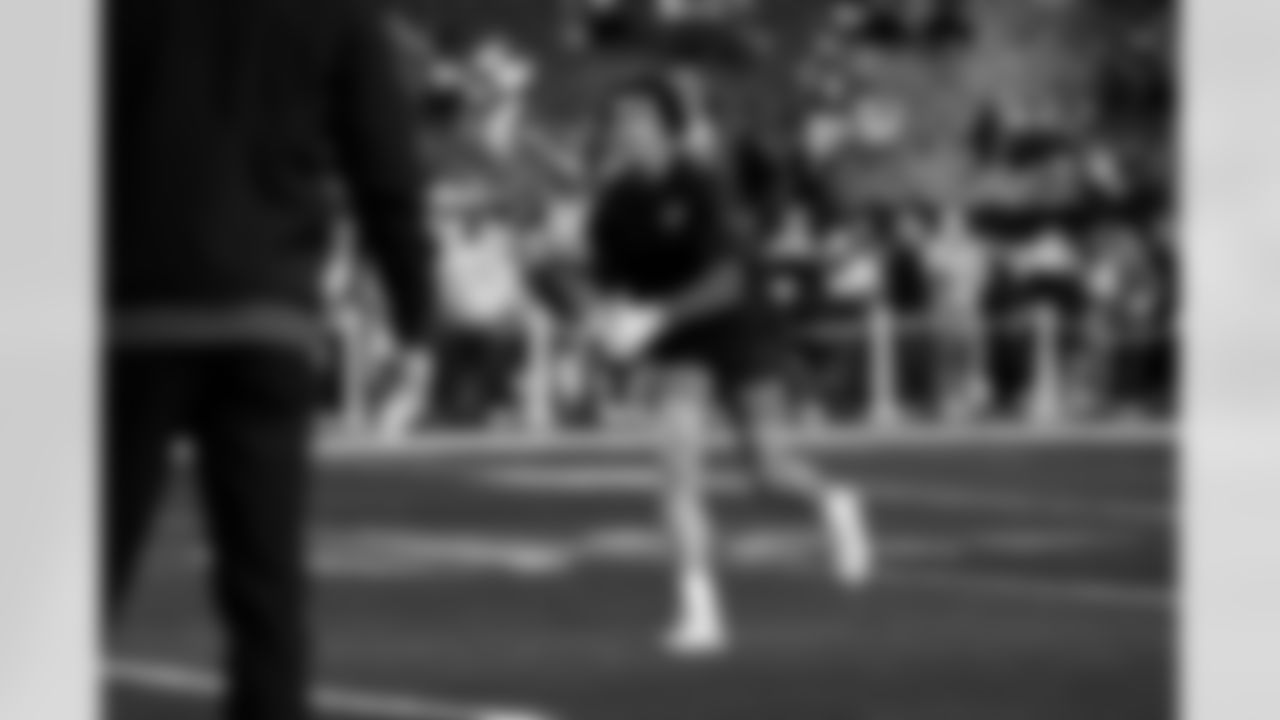 Detroit Lions wide receiver Jameson Williams (1) before an NFL football game against the Philadelphia Eagles on Sunday, Nov. 16, 2025 in Philadelphia. (Jeff Nguyen/Detroit Lions via AP)