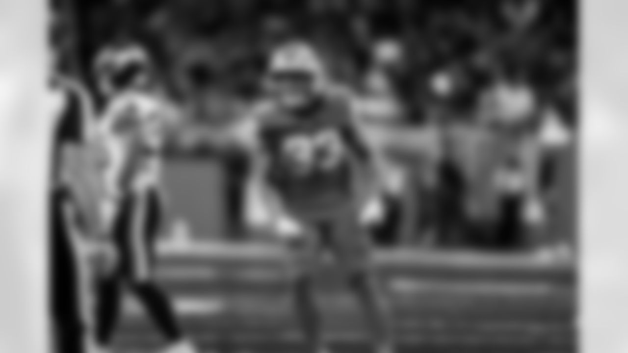 Detroit Lions running back Sione Vaki (33) celebrates during an NFL football game against the Minnesota Vikings on Sunday, Nov. 2, 2025 in Detroit. (Jeff Nguyen/Detroit Lions via AP)