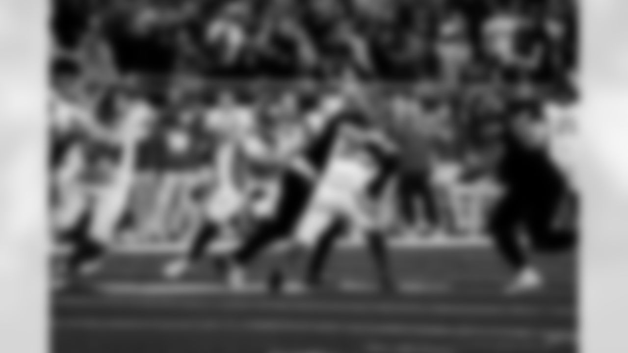 Detroit Lions linebacker Alex Anzalone (34) and Detroit Lions defensive lineman Alim McNeill (54) during an NFL football game against the New York Giants on Sunday, Nov. 23, 2025 in Detroit. (Jeff Nguyen/Detroit Lions via AP)