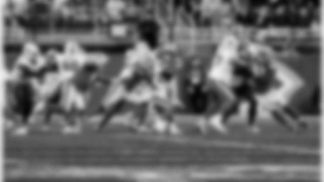 Detroit Lions edge rusher Isaac Ukwu (45) sacks Miami Dolphins quarterback Zach Wilson (0) during an NFL football game against the Miami Dolphins, Saturday, August 16 in Detroit. (Jeff Nguyen/Detroit Lions via AP)