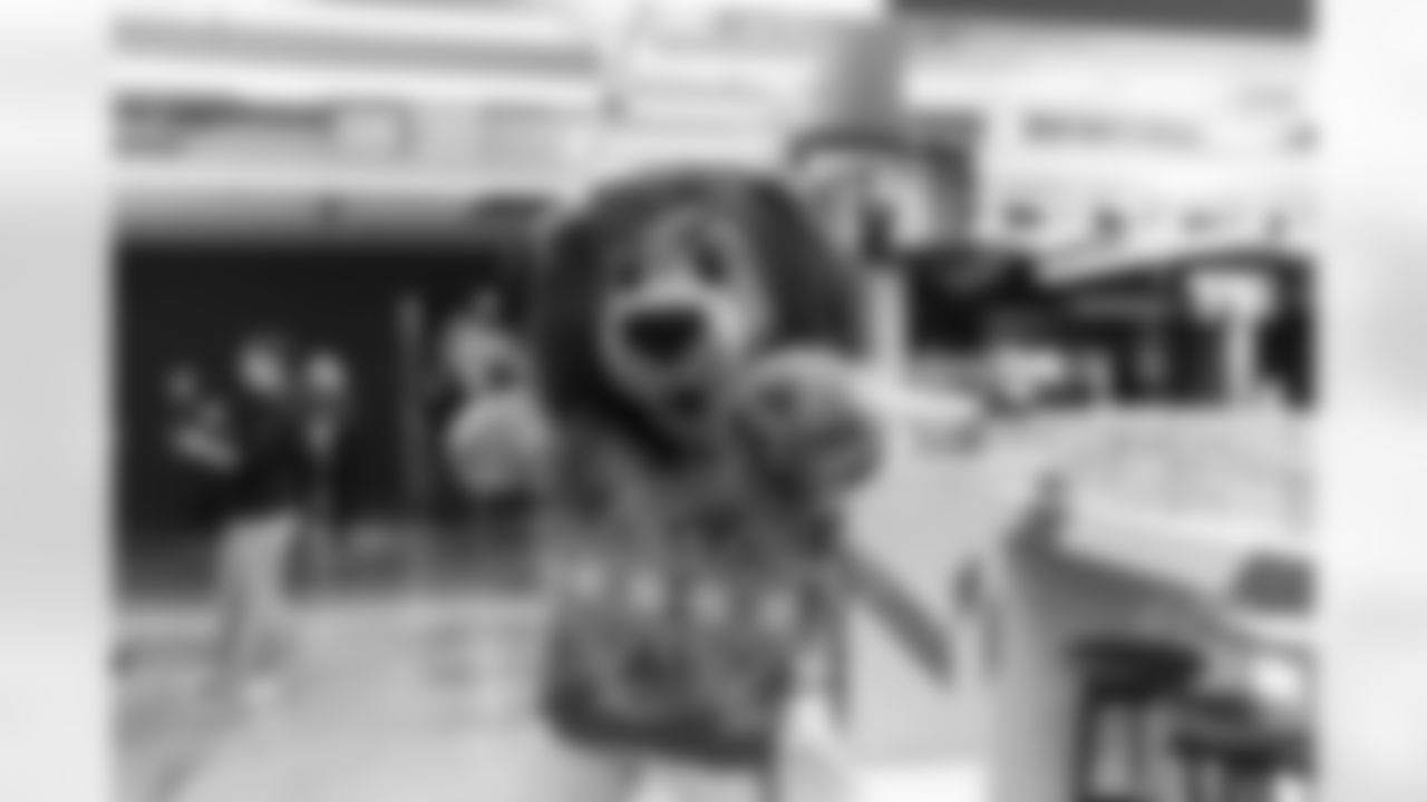 Detroit Lions Mascot Roary during Presents from the Pride in Detroit at Ford Field on December 12, 2023 (Stephanie VanWagoner/Detroit Lions)