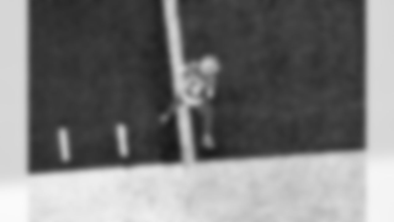 Detroit Lions wide receiver Amon-Ra St. Brown (14) scores a touchdown during an NFL football game against the Chicago Bears on Sunday, Sept. 14, 2025 in Detroit. (Jeff Nguyen/Detroit Lions via AP)