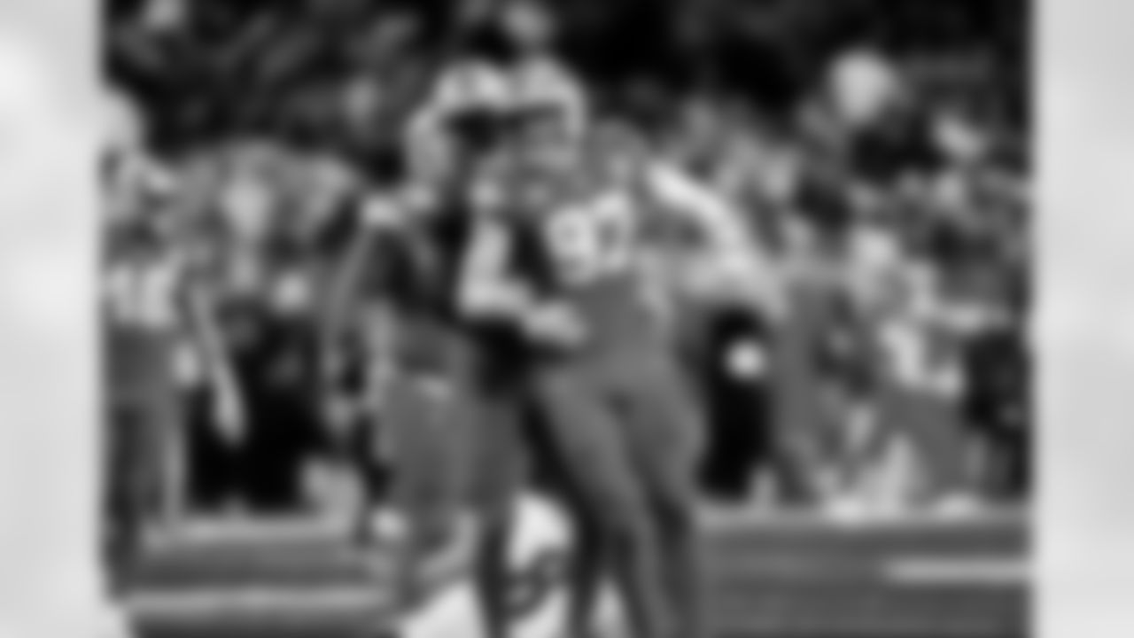 Detroit Lions edge rusher Aidan Hutchinson (97) sacks Pittsburgh Steelers quarterback Aaron Rodgers (8) during an NFL football game against the Pittsburgh Steelers on Sunday, Dec. 21, 2025 in Detroit. (Jeff Nguyen/Detroit Lions via AP)