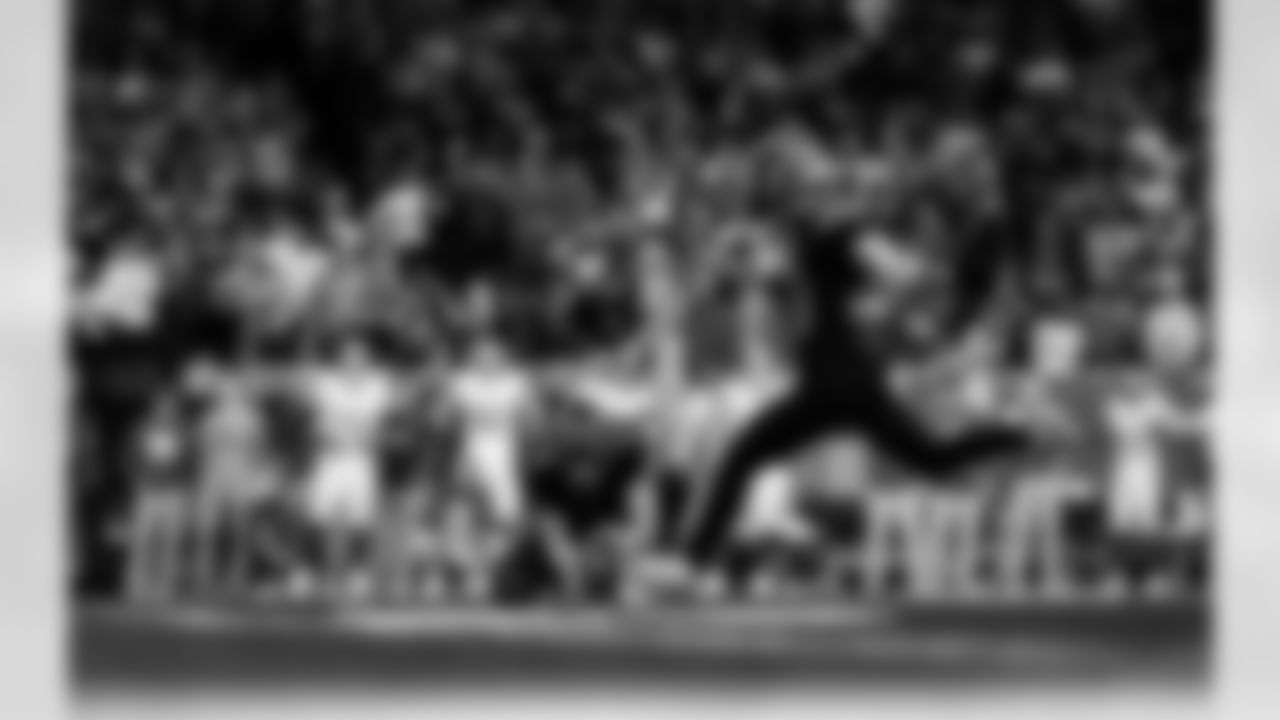 Detroit Lions kicker Jake Bates (39) kicks an extra point during an NFL football game against the New York Giants on Sunday, Nov. 23, 2025 in Detroit. (Jeff Nguyen/Detroit Lions via AP)