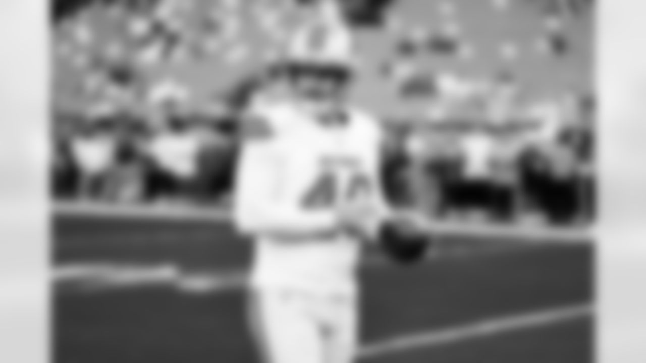 Detroit Lions long snapper Hogan Hatten (49) before an NFL football game against the Washington Commanders on Sunday, Nov. 9, 2025 in Landover, Md. (Jeff Nguyen/Detroit Lions via AP)