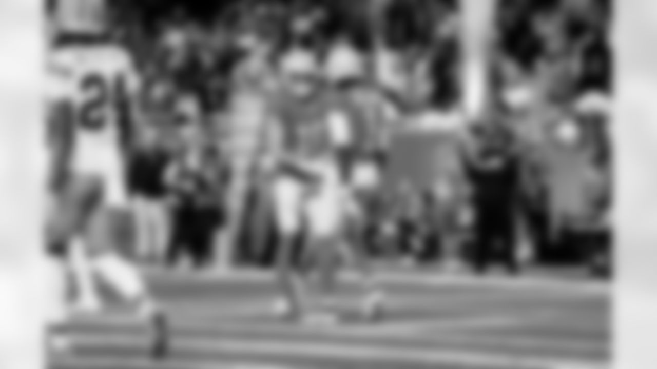 Detroit Lions wide receiver Isaac TeSlaa (18) and Detroit Lions wide receiver Jameson Williams (1) after scoring a touchdown during an NFL football game against the Green Bay Packers on Thursday, Nov. 27, 2025 in Detroit. (Jeff Nguyen/Detroit Lions via AP)