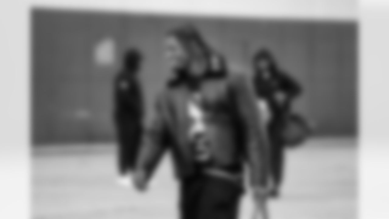 Detroit Lions edge rusher Al-Quadin Muhammad (96) travels to Philadelphia on Nov. 15, 2025. (Jeff Nguyen/Detroit Lions via AP)