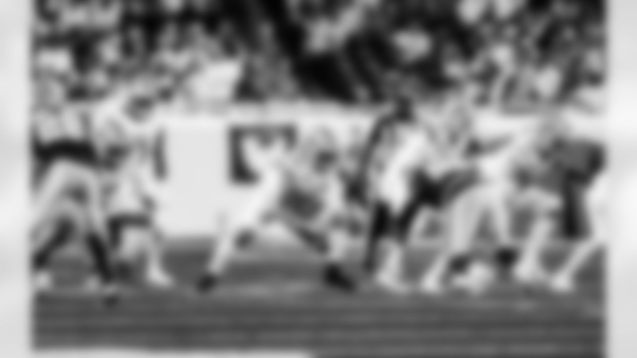 Detroit Lions tackle Penei Sewell (58), Detroit Lions offensive lineman Tate Ratledge (69), Detroit Lions quarterback Jared Goff (16), and Detroit Lions offensive lineman Graham Glasgow (60) during an NFL football game against the Dallas Cowboys on Thursday, Dec. 4, 2025 in Detroit. (Jeff Nguyen/Detroit Lions via AP)