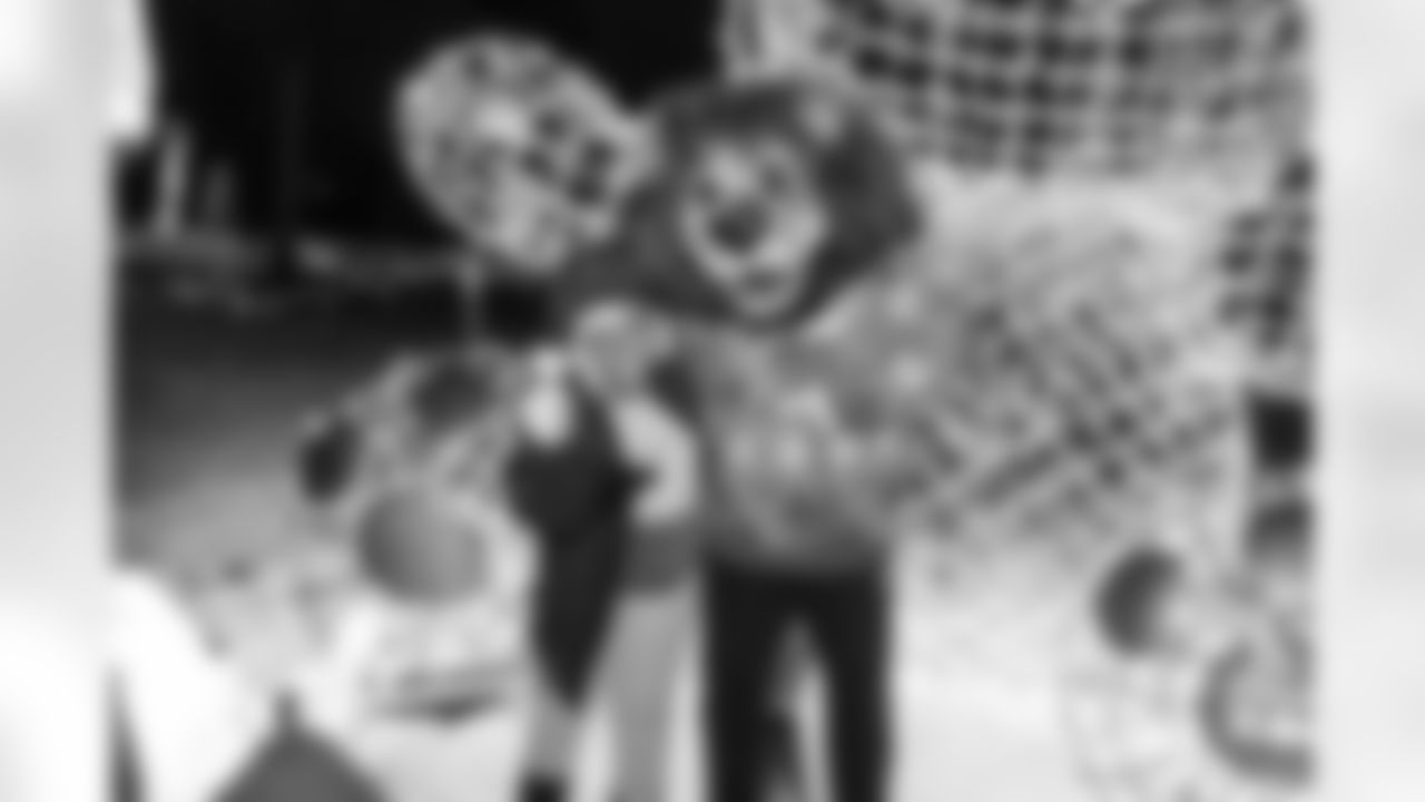 Detroit Lions Mascot Roary poses for a photo during the Cub Club Wild Lights event at the Detroit Zoo on Dec. 10, 2025 in Royal Oak, Mich. (Stephanie VanWagoner/Detroit Lions)