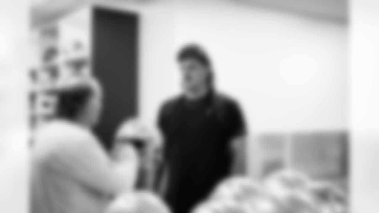 Detroit Lions offensive lineman Tate Ratledge gets fitted for equipment at the Meijer Performance Center on May 8, 2025 in Allen Park, Mich. (Jeff Nguyen/Detroit Lions)