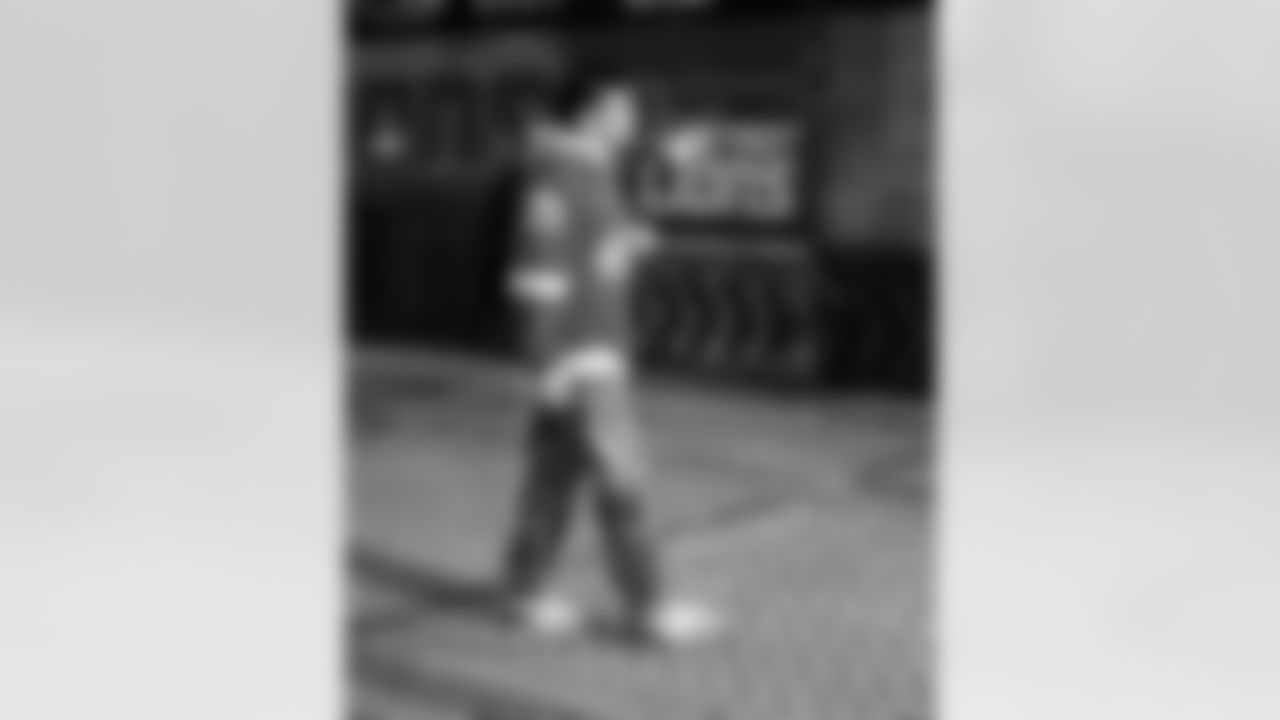 Detroit Lions wide receiver Tom Kennedy (85) arrives to an NFL football game against the Dallas Cowboys on Thursday, Dec. 4, 2025 in Detroit. (Jeff Nguyen/Detroit Lions via AP)