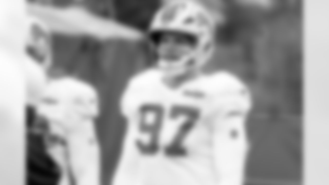 Detroit Lions edge rusher Aidan Hutchinson (97) during practice at the Meijer Performance Center on Nov. 5, 2025 in Allen Park, Mich. (Jeff Nguyen/Detroit Lions)