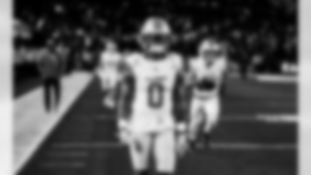 Detroit Lions running back Jahmyr Gibbs (0) before an NFL football game against the Philadelphia Eagles on Sunday, Nov. 16, 2025 in Philadelphia. (Jeff Nguyen/Detroit Lions via AP)