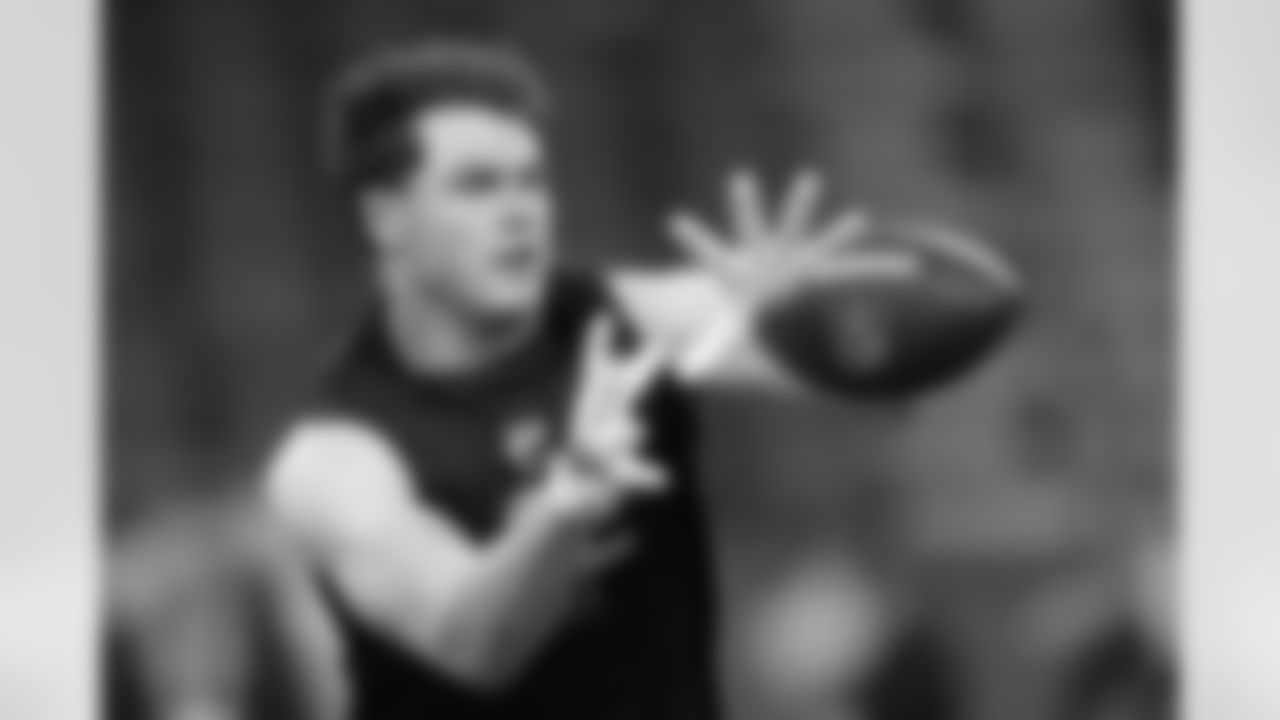 Texas A&M tight end Nate Boerkircher (02) runs a drill at the NFL football scouting combine in Indianapolis, Friday, Feb. 27, 2026. (AP Photo/Julio Cortez)