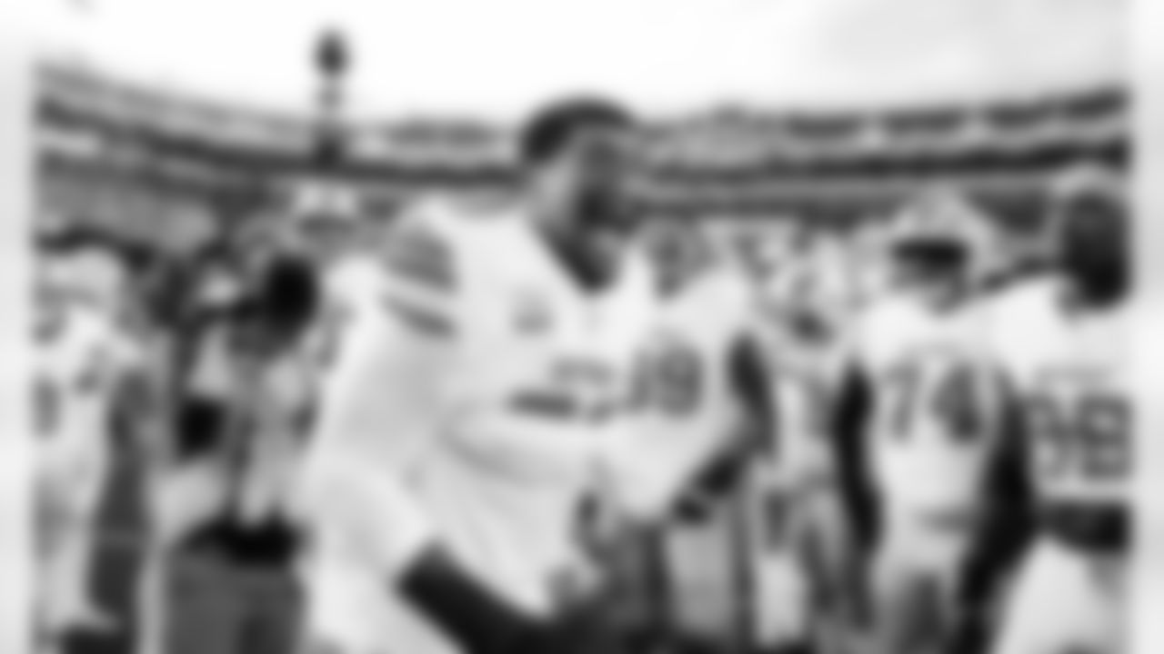 Detroit Lions tackle Penei Sewell (58) before an NFL football game against the Washington Commanders on Sunday, Nov. 9, 2025 in Landover, Md. (Jeff Nguyen/Detroit Lions via AP)