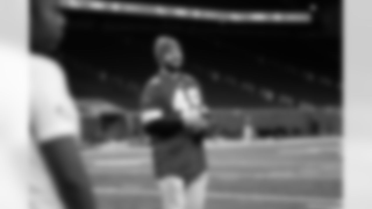 Detroit Lions long snapper Hogan Hatten (49) smiling during the Inspire Change Football Clinic at Ford Field on Dec. 9, 2025 in Detroit. (Izzy Rincon/Detroit Lions)